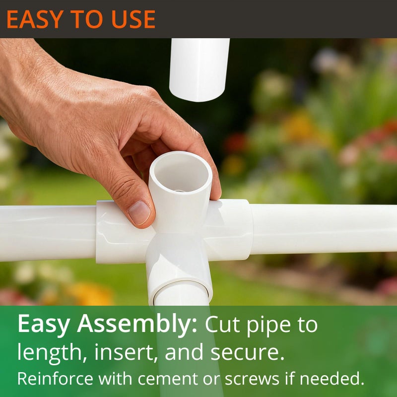 Gardeningwill 4 Way 1-Inch Tee PVC Fitting Build Heavy Duty Greenhouse Frame Furniture Connectors (Pack of 4) - Image 5